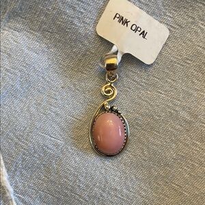 Pink Opal Sterling Silver Pink Oval Pendant